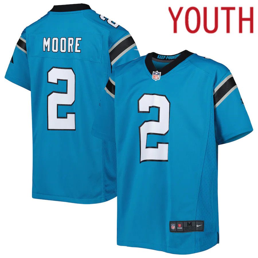 Youth Carolina Panthers #2 D.J. Moore Nike Blue Game NFL Jersey